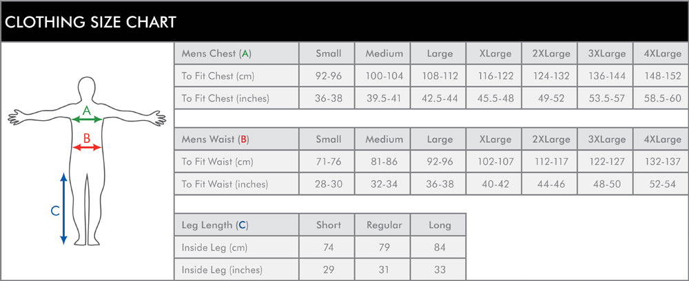 Hi Vis Puffer Jacket Size Chart