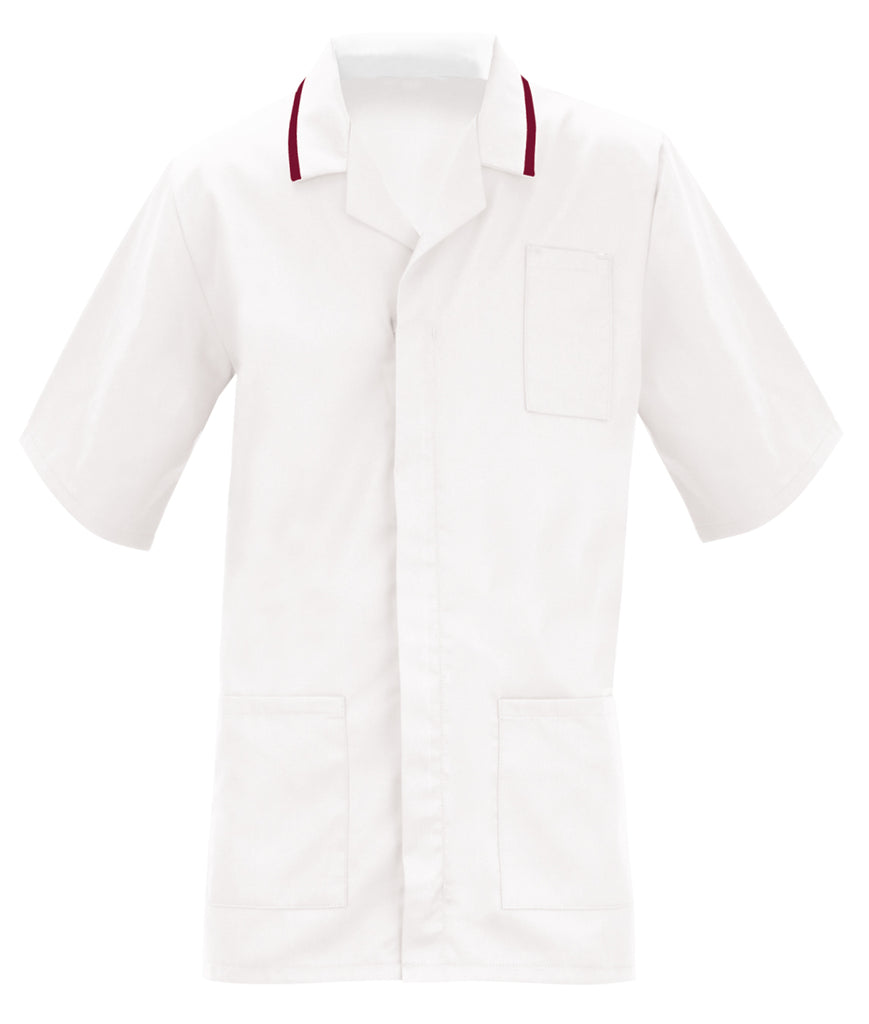 Tulip Men's Healthcare Tunic white & burgandi