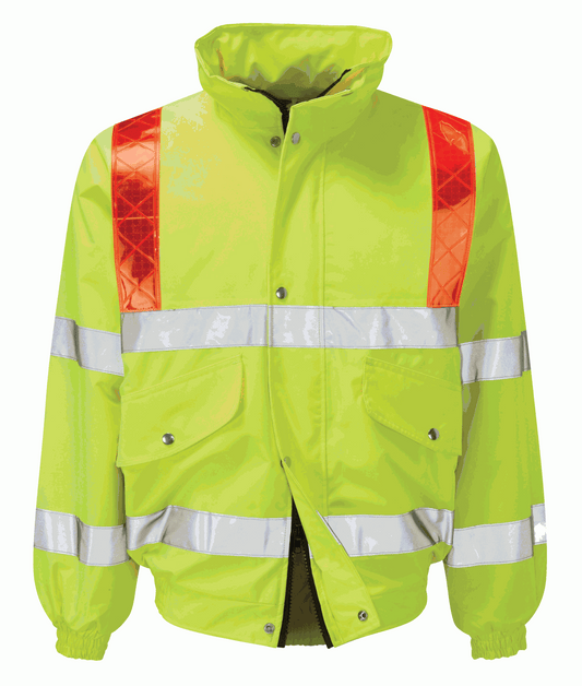 Black Knight Foil Hi-Vis Bomber Jacket with Red Braces