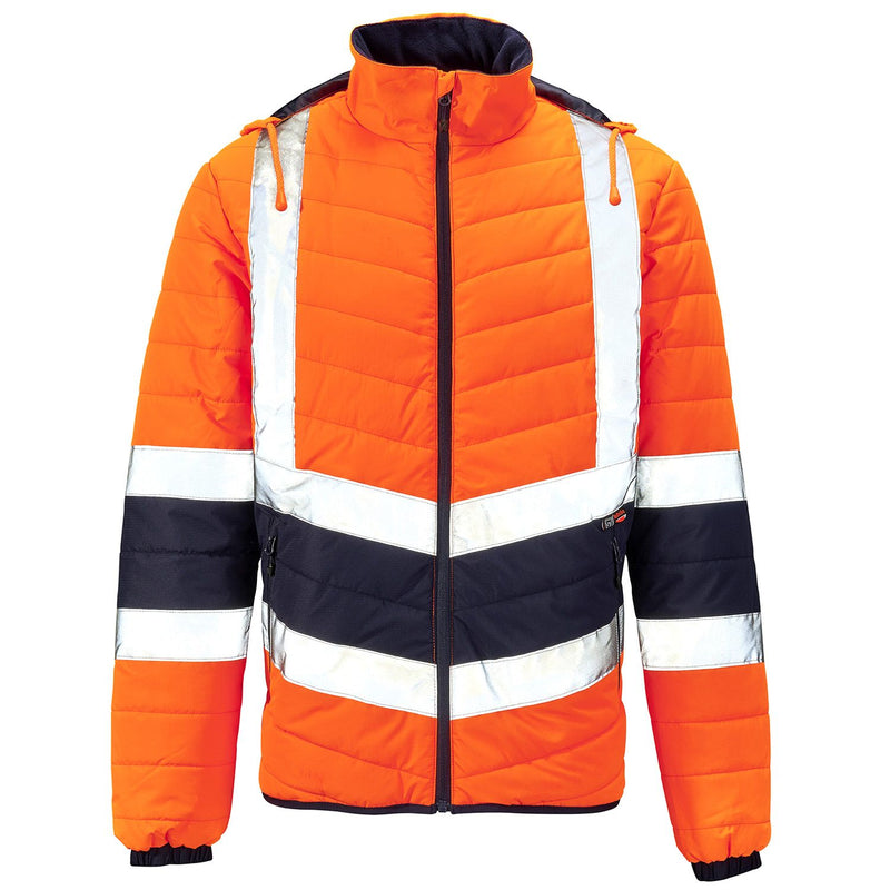 2 Tone Puffer Jacket Bradford Orange Front