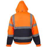 Supertouch Hi-Vis 2 Tone Bomber Jacket in orange and navy, back