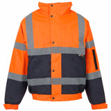 Supertouch Hi-Vis 2 Tone Bomber Jacket in orange and navy, front