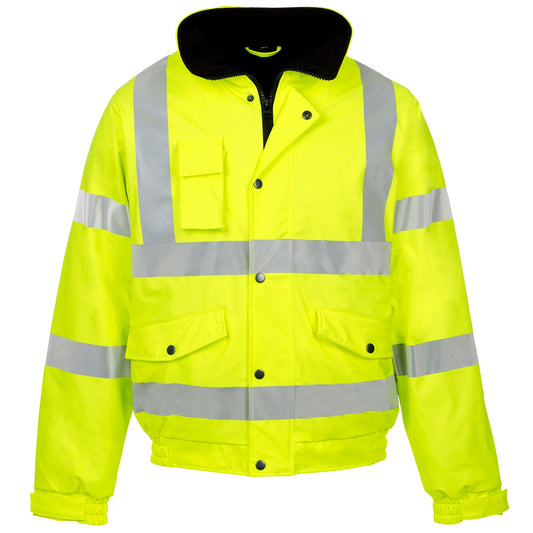 Supertouch Hi-Vis Storm-Flex PU Bomber Jacket in yellow, front