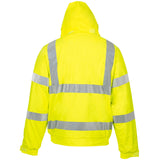 Supertouch Hi-Vis Storm-Flex PU Bomber Jacket in yellow, back