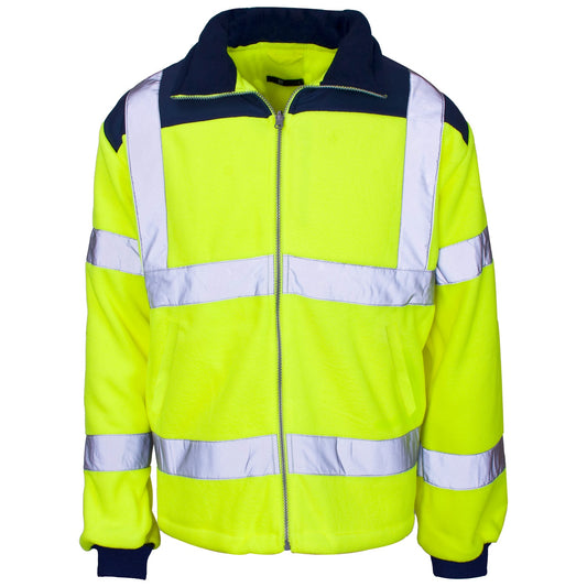 Supertouch Hi-Vis Fleece Jacket with Rain Patch in yellow, front