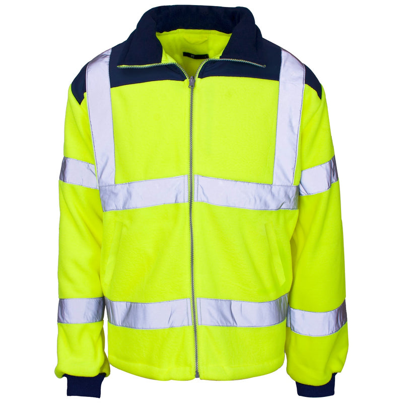 Supertouch Hi-Vis Fleece Jacket with Rain Patch in yellow, front