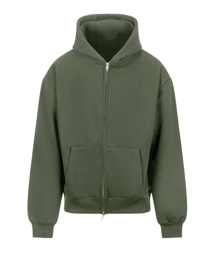 AWDis Just Hoods JH125 Signature Heavyweight Zip Hoodie in Earthy Green