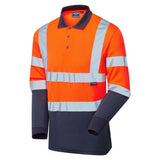 Supertouch Hi-Vis 2 Tone Long Sleeve Polo Shirt - Orange/Navy