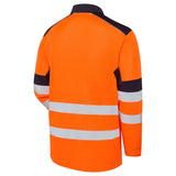 Supertouch System Hi-Vis Eco CottonCool Long Sleeve Polo Shirt - Orange/Navy