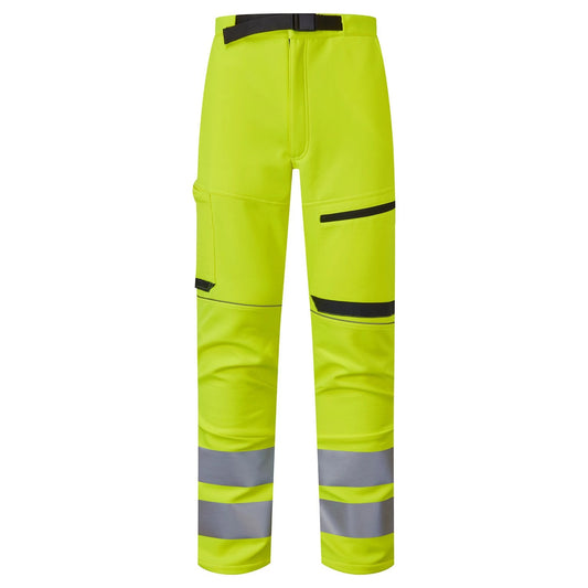 Supertouch System Hi-Vis Eco Stretch Softshell Trousers - Yellow/Navy
