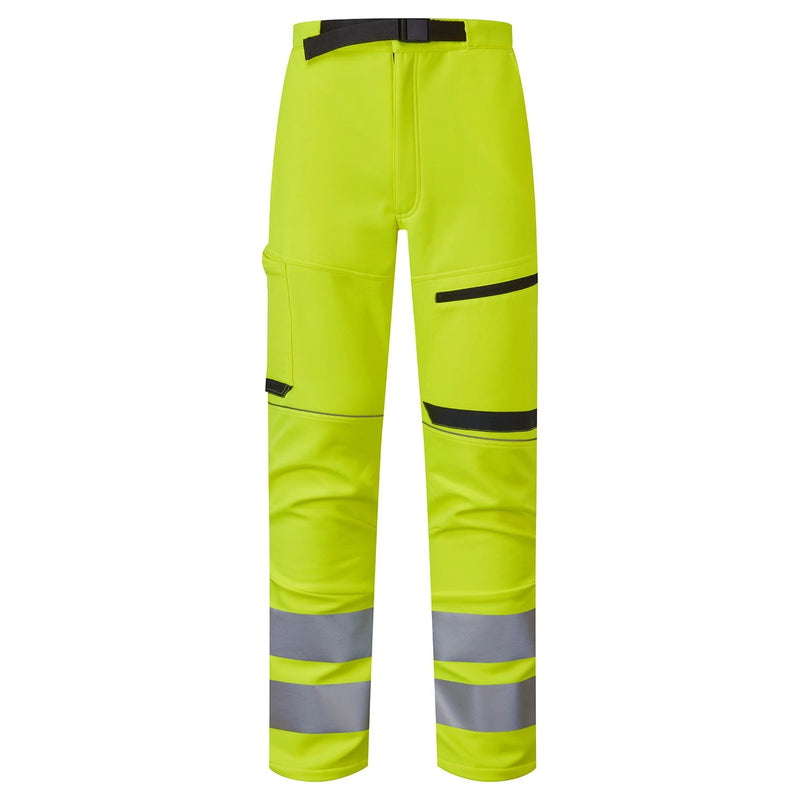 Supertouch System Hi-Vis Eco Stretch Softshell Trousers - Yellow/Navy