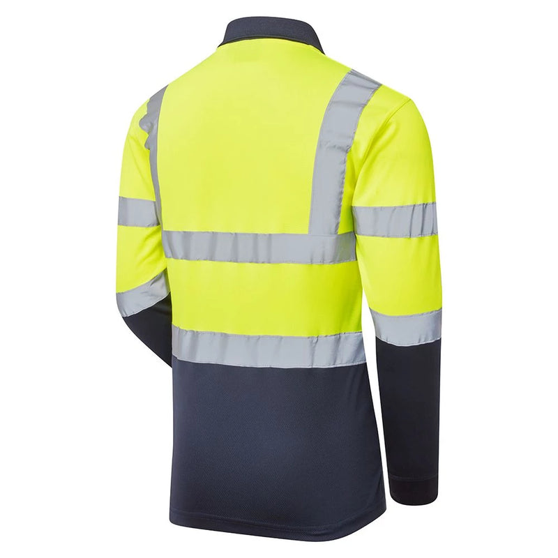 Supertouch Hi-Vis 2 Tone Long Sleeve Polo Shirt - Yellow/Navy