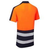 Supertouch Essentials Hi-Vis Eco Coolair Polo Shirt - Orange/Navy