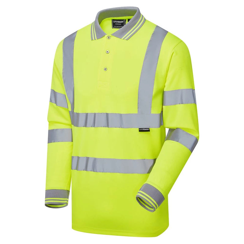 Supertouch Hi-Vis Long Sleeve Bird Eye Polo Shirt - Yellow