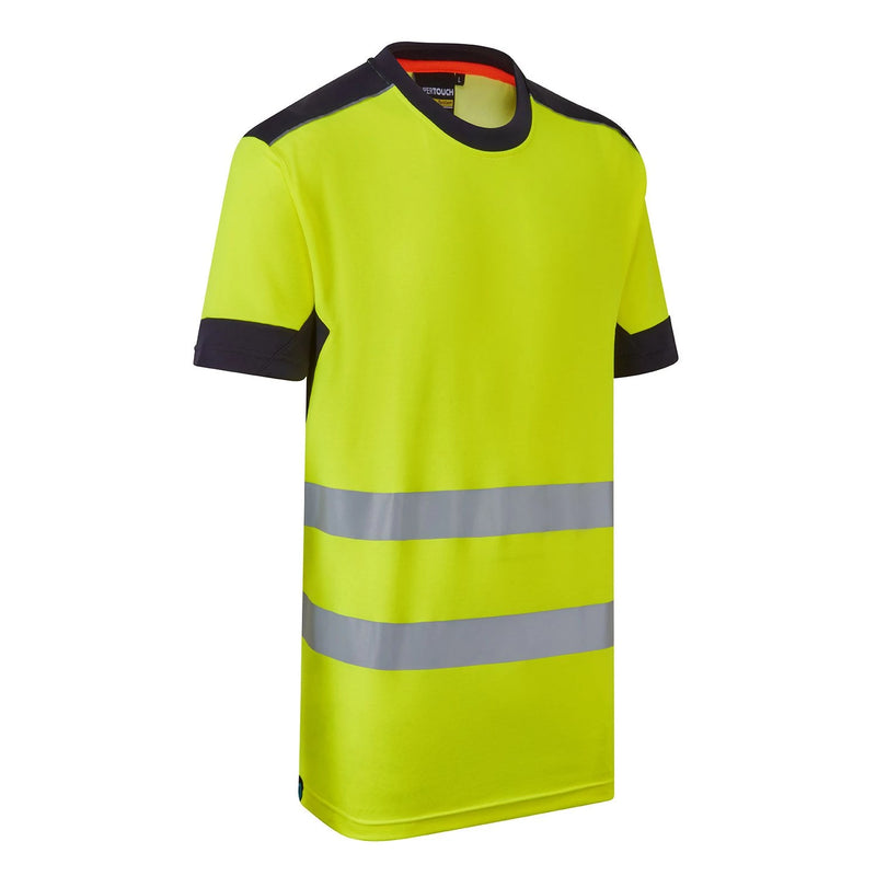 Supertouch System Hi-Vis Eco CottonCool T-Shirt - Yellow/Navy