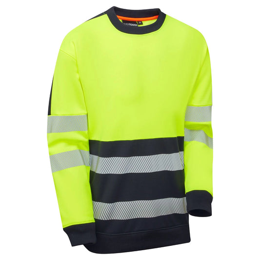 Supertouch Essentials Hi-Vis Eco CottonCool Sweatshirt - Yellow/Navy