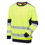 Supertouch System Hi-Vis Eco Crew Neck Sweatshirt - Yellow/Navy