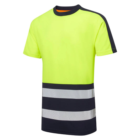 Supertouch Essentials Hi-Vis Eco CoolAir T-Shirt - Yellow/Navy