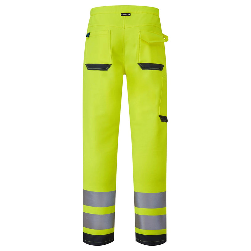 Supertouch System Hi-Vis Eco Stretch Softshell Trousers - Yellow/Navy