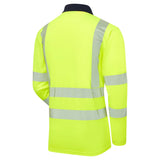 Supertouch Essentials Hi-Vis Eco CoolMax Long Sleeve Polo - Yellow/Navy