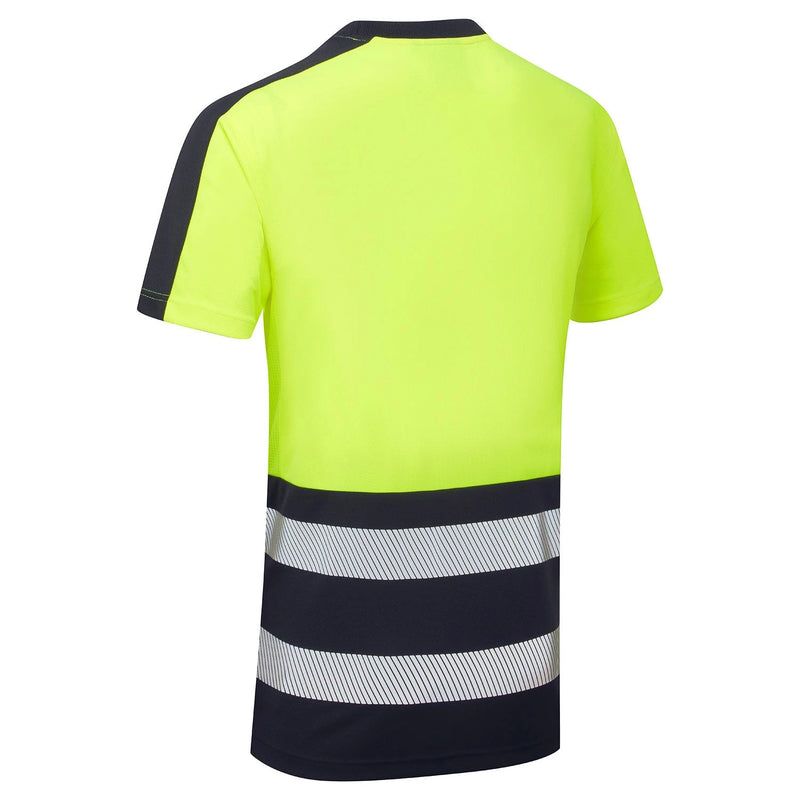 Supertouch Essentials Hi-Vis Eco CoolAir T-Shirt - Yellow/Navy