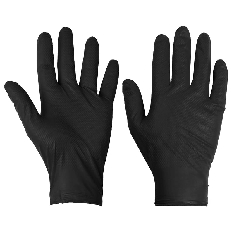 Pawa PG901 Diamond Grip Disposable Nitrile Gloves - Black