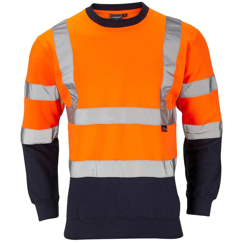 Supertouch Hi-Vis 2 Tone Sweatshirt - Orange/Navy