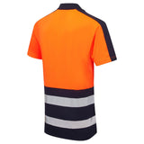 Supertouch Essentials Hi-Vis Eco Coolair Polo Shirt - Orange/Navy