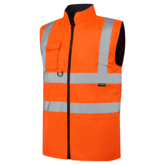 Supertouch Hi-Vis Reversible Fleece Lined Bodywarmer - Yellow/Navy