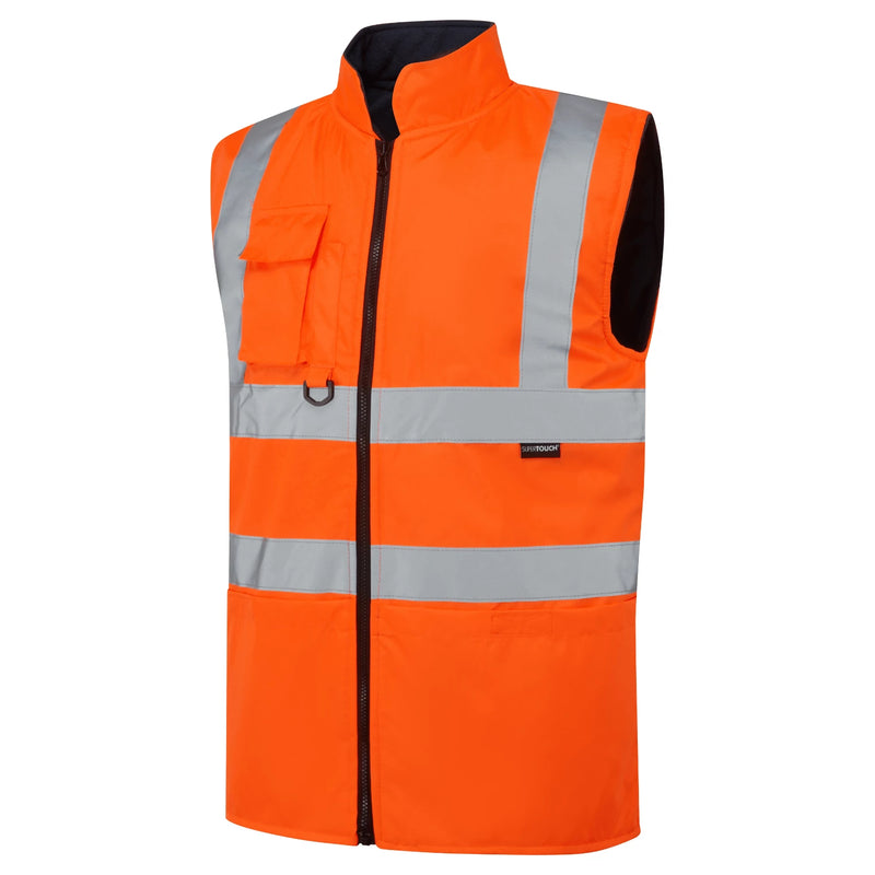 Supertouch Hi-Vis Reversible Fleece Lined Bodywarmer - Yellow/Navy
