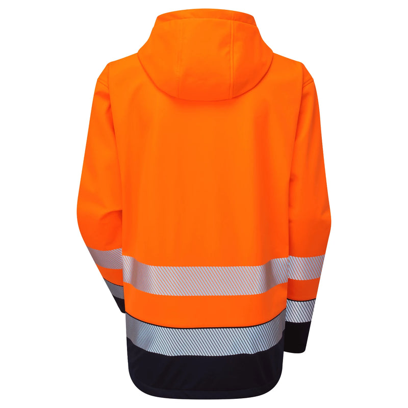 Supertouch Essentials Hi-Vis Eco Hooded Softshell Jacket - Orange/Navy
