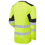 Supertouch System Hi-Vis Eco Long Sleeve CottonCool T-Shirt - Yellow/Navy
