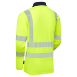 Supertouch Essentials Hi-Vis Eco CoolMax Long Sleeve Polo - Yellow/Navy