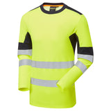 Supertouch System Hi-Vis Eco Long Sleeve CottonCool T-Shirt - Yellow/Navy