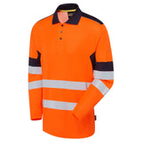 Supertouch System Hi-Vis Eco CottonCool Long Sleeve Polo Shirt - Orange/Navy
