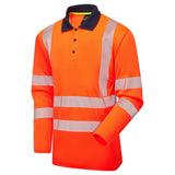 Supertouch Essentials Hi-Vis Eco CoolMax Long Sleeve Polo - Orange/Navy