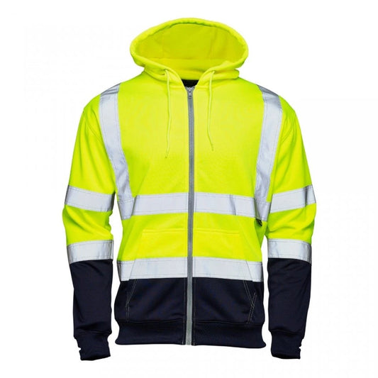 Supertouch Hi-Vis 2 Tone Zipped Hoodie - Yellow/Navy
