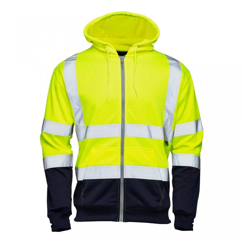 Supertouch Hi-Vis 2 Tone Zipped Hoodie - Yellow/Navy