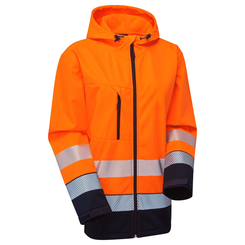 Supertouch Essentials Hi-Vis Eco Hooded Softshell Jacket - Orange/Navy