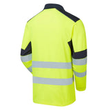 Supertouch System Hi-Vis Eco CottonCool Long Sleeve Polo Shirt - Yellow/Navy