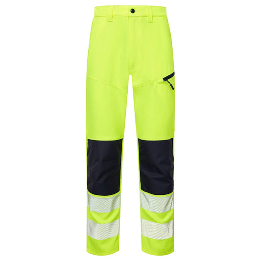Supertouch Essentials Hi-Vis Eco CoolAir 4-Way Stretch Trousers - Yellow/Navy