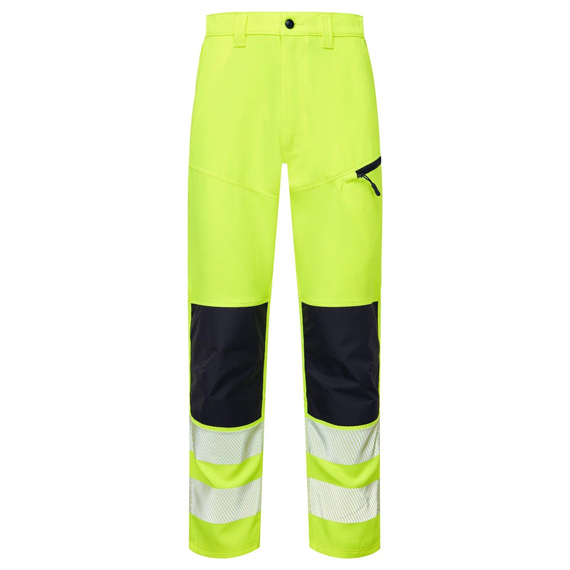 Supertouch Essentials Hi-Vis Eco CoolAir 4-Way Stretch Trousers - Yellow/Navy