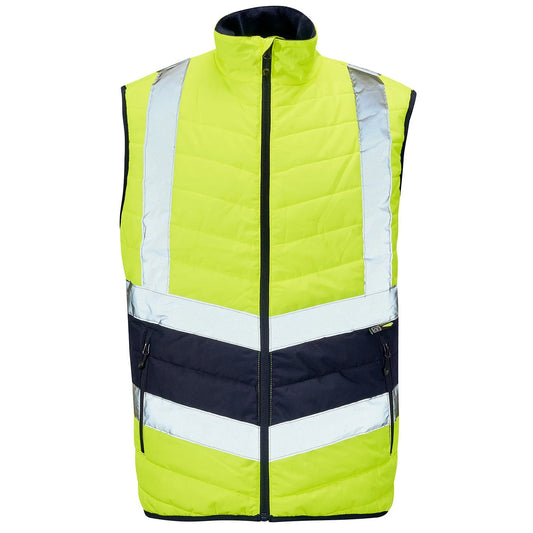 Supertouch Hi-Vis 2 Tone Puffer Bodywarmer - Yellow/Navy