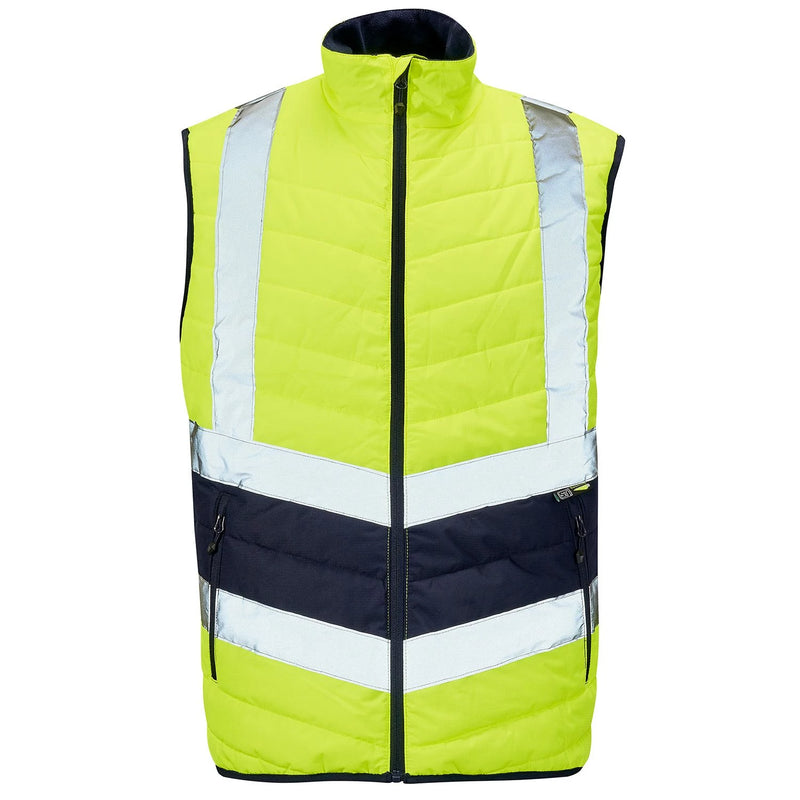Supertouch Hi-Vis 2 Tone Puffer Bodywarmer - Yellow/Navy