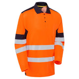 Supertouch System Hi-Vis Eco CottonCool Long Sleeve Polo Shirt - Orange/Navy