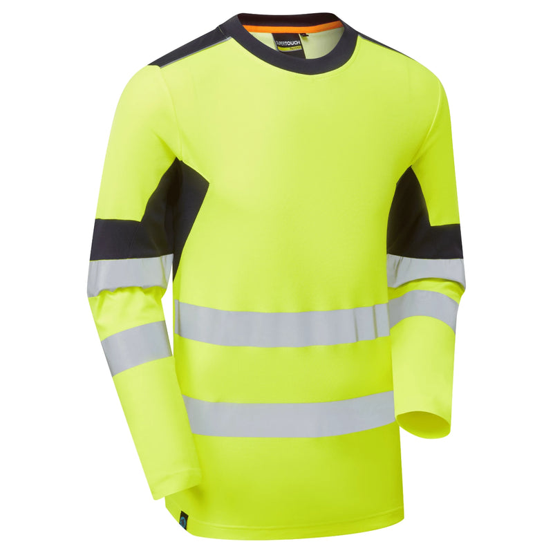 Supertouch System Hi-Vis Eco Long Sleeve CottonCool T-Shirt - Yellow/Navy