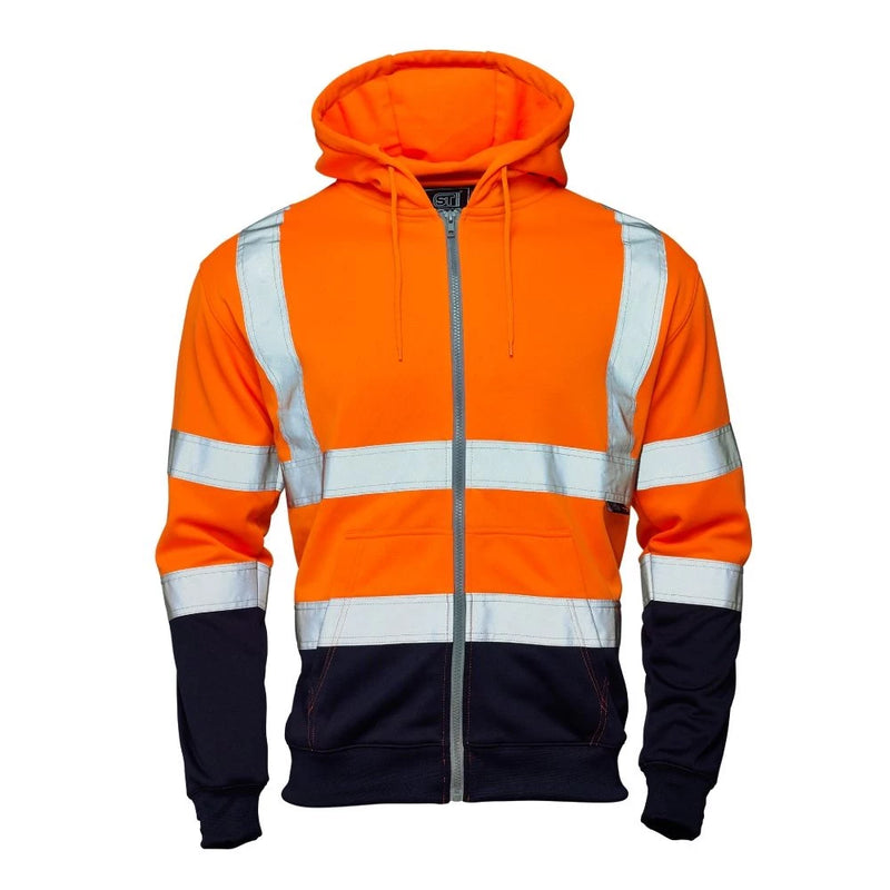 Supertouch Hi-Vis 2 Tone Zipped Hoodie - Orange/Navy