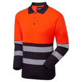Supertouch Essentials Hi-Vis Eco CoolAir Long Sleeve Polo - Orange/Navy