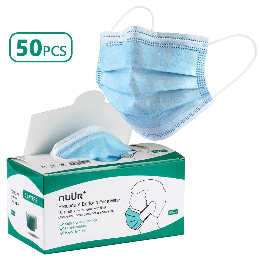 50pcs Disposable 3 Ply Face Masks - Ultrasoft with filter.