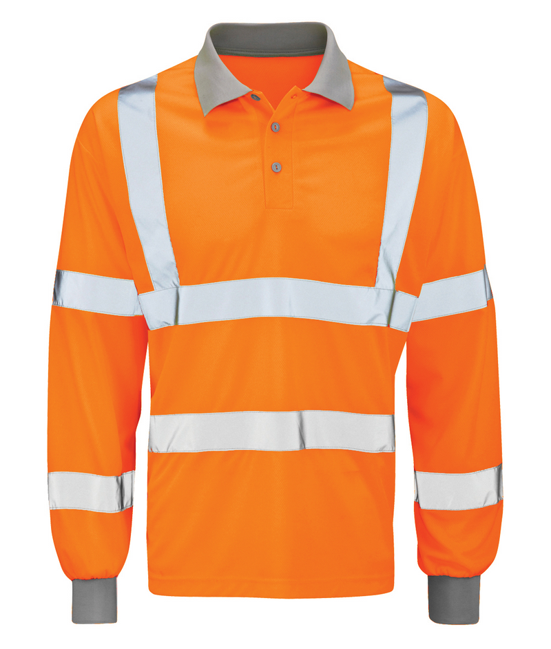 Orbit Hi Vis Long Sleeve Polo Shirt Orange